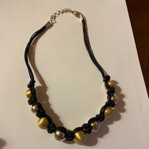 MILOR Made In Italy Silver 925 Black Cord Beads Ball Necklace